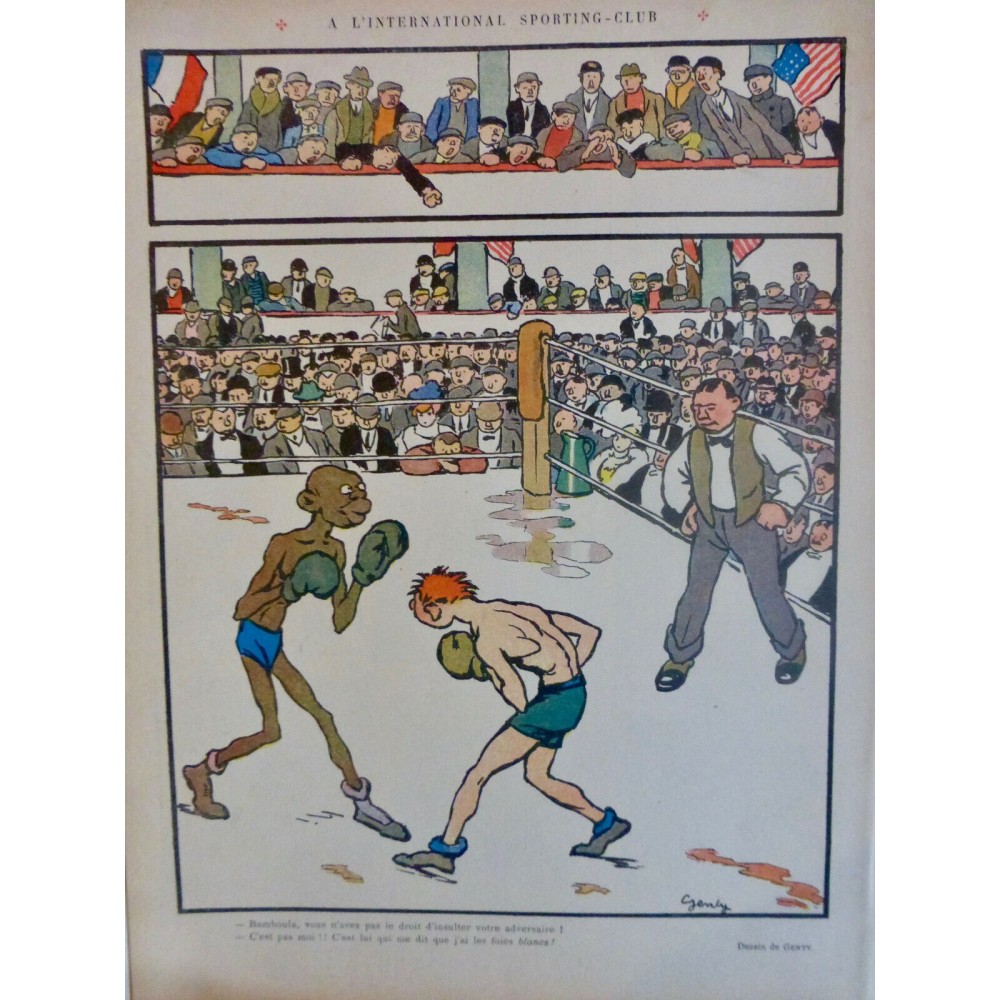 1912 LR BOXE BOXER AFRO AMERICAIN RING ABITRE INSULTE