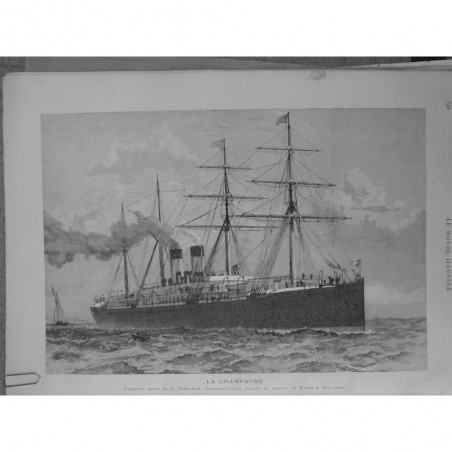 1886 PAQUEBOT COMPAGNIE TRANSATLANTIQUE HAVRE NEW-YORK