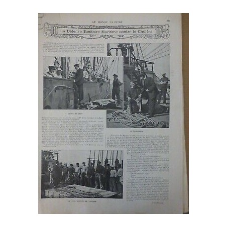 1908 CHOLERA DEFENSE SANITAIRE MARITIME VISITE MEDICALE THERMOMETRE