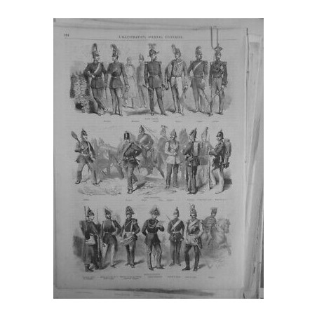 1864 UNIFORMES ARMEE DANOIDE PRUSSIENNE GENERAL INFANTERIE GARDE CORPS HUSSARD