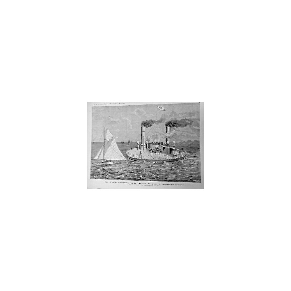 1876 BATEAU YACHT NAVIRE GUERRE CIRCULAIRE RUSSES