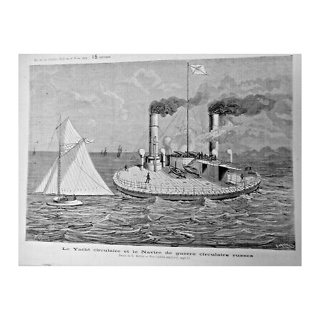 1876 BATEAU YACHT NAVIRE GUERRE CIRCULAIRE RUSSES