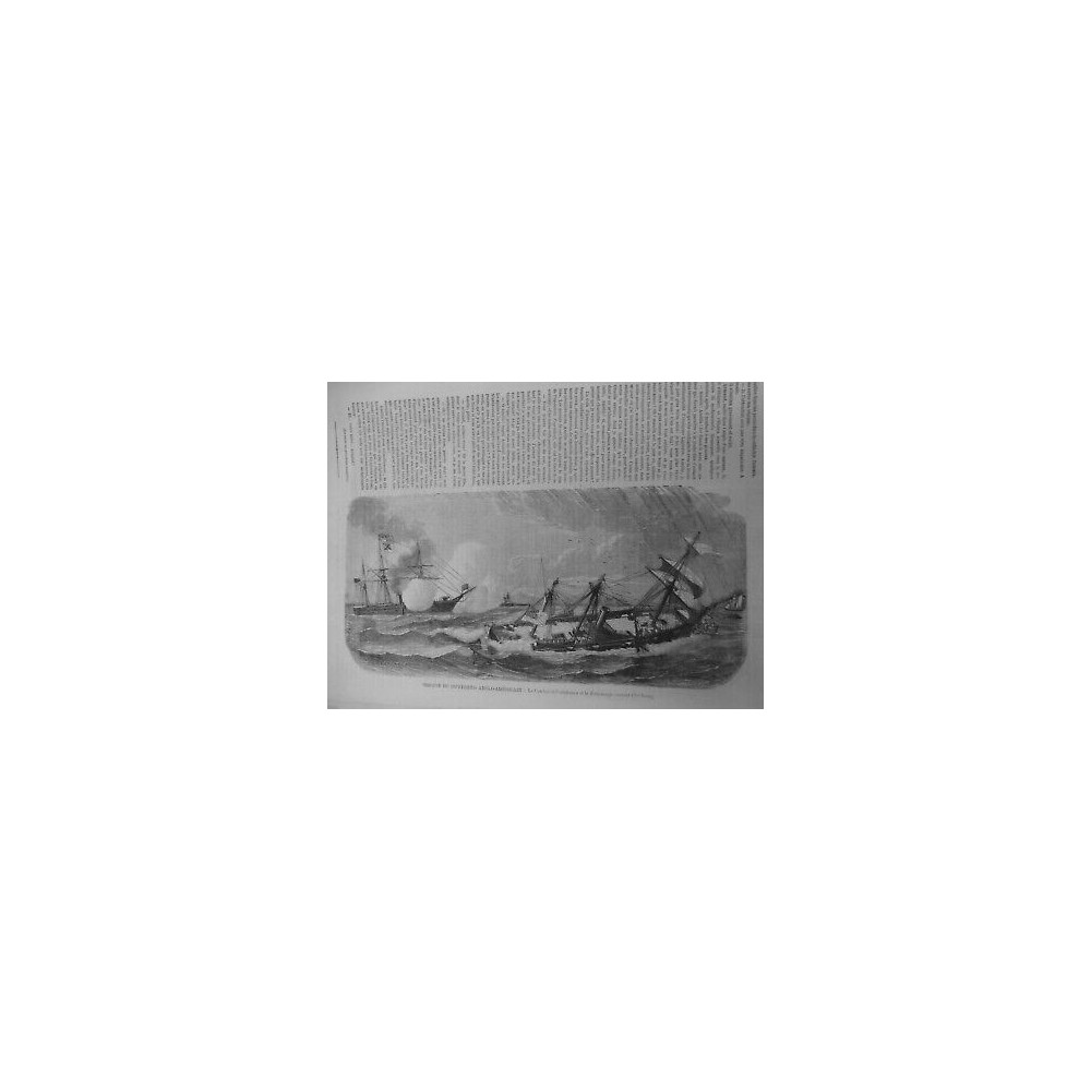 1872 BATEAU NAVIRE GUERRE ANGLO AMERICAIN ALABAMA KEARSCAGE CHERBOURG