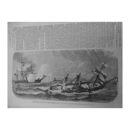 1872 BATEAU NAVIRE GUERRE ANGLO AMERICAIN ALABAMA KEARSCAGE CHERBOURG