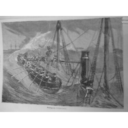 1885 BATEAU ARROCANTE NAUFRAGE SAUVETAGE MARINS