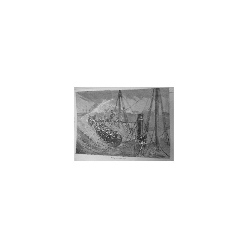 1885 BATEAU ARROCANTE NAUFRAGE SAUVETAGE MARINS