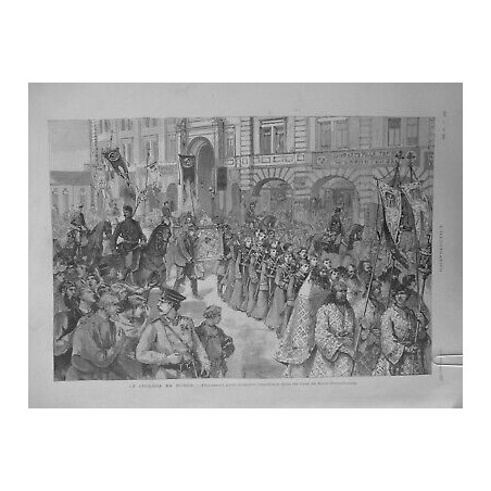 1892 CHOLERA RUSSIE PROCESSION CONJURER EPIDEMIE SAINT PETERSBOURG