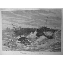 1881 BATEAU CHALOUPES PECHEURS CATASTROPHE SABLES D OLONNE