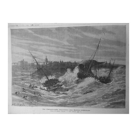 1881 BATEAU CHALOUPES PECHEURS CATASTROPHE SABLES D OLONNE