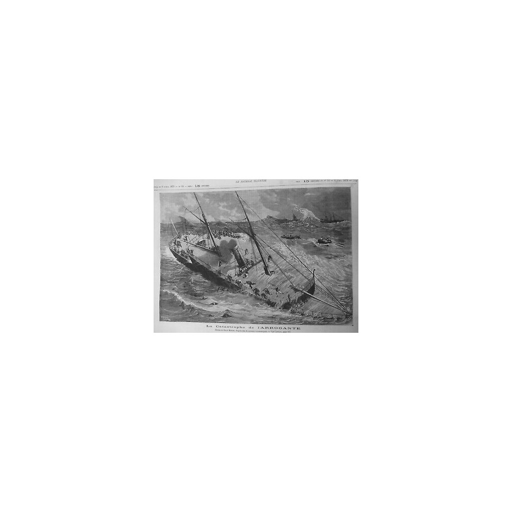 1879 BATEAU ARROGANTE CATASTROPHE NAUFRAGE BAIE TOULON