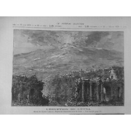 1879 VOLCAN ETNA ERUPTION DESSIN HUBERT CLERGET