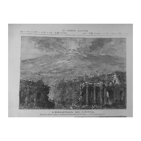 1879 VOLCAN ETNA ERUPTION DESSIN HUBERT CLERGET