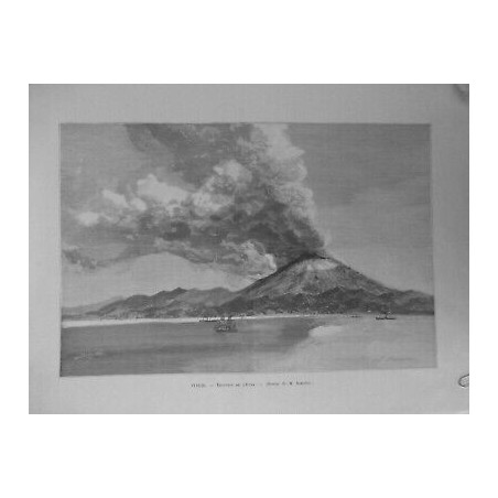 1892 VOLCAN ETNA ERUPTION DESSIN M.KOERNER