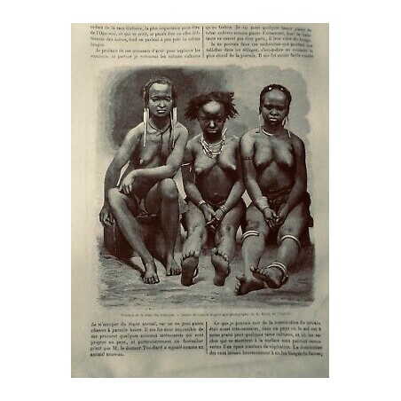 1869 TDM VOYAGE GABON FEMMES TRIBU PAHOUINS DESSIN CASTELLI