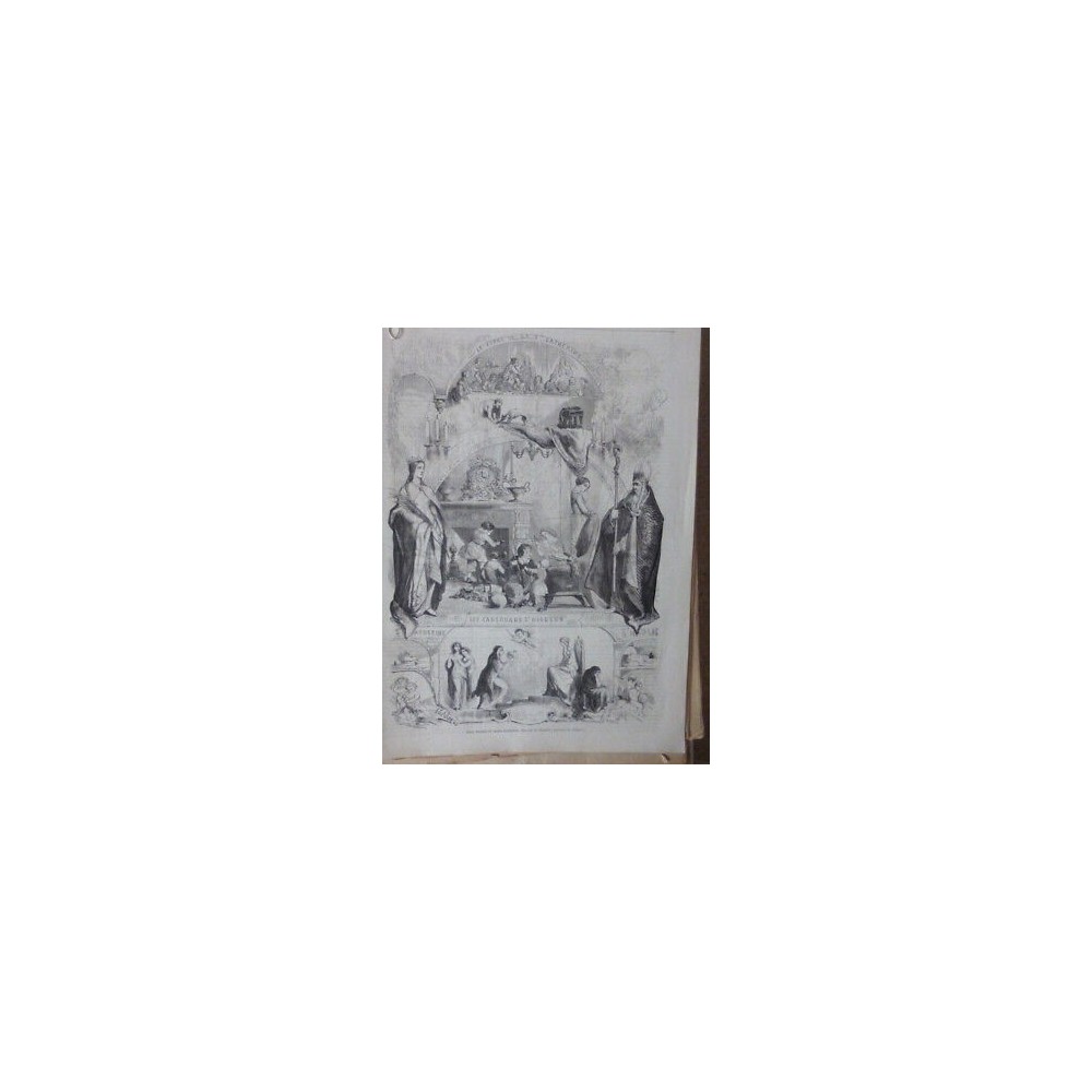 1858 MI NOEL CADEAUX SAINT NICOLAS GRAVURE JAHYER