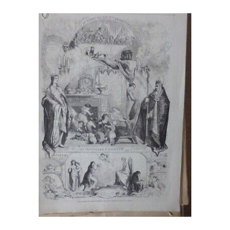 1858 MI NOEL CADEAUX SAINT NICOLAS GRAVURE JAHYER