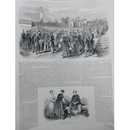 1854 I PRISONNIERS RUSSES BOMARSUND ILE AIX FEMMES BLANCHISSEUSES