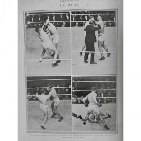 1922 SUI BOXE LONDRES OLYMPIA COMBAT CARPENTIER KID LEWIS KNOCK OUT