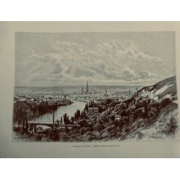 1887 TDM VOYAGE ROUEN EUGENE NOEL VUE GENERAL VILLE DESSIN BARCLAY