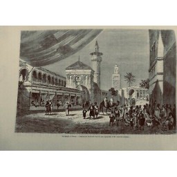 1888 TDM VOYAGE TUNISIE BAZAR TUNIS DESSIN THEROND