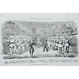 1854 I DANSE QUENOUILLES TOULON MUSIQUE TAMBOUR ARLEQUIN