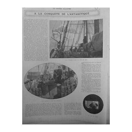 1908 MI CONQUETE ANTARCTIQUE BATEAU FRANCAIS MER GLACE CONSERVES