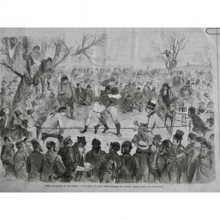 1865 MI BOXE ANGLETERRE COMBAT CAMPAGNE RING CORPS A CORPS