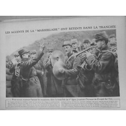 1915 VENT MUSICIENS MARSEILLAISE TROMBONNE CYMBALE TROMPETTE CLAIRON CONCERT