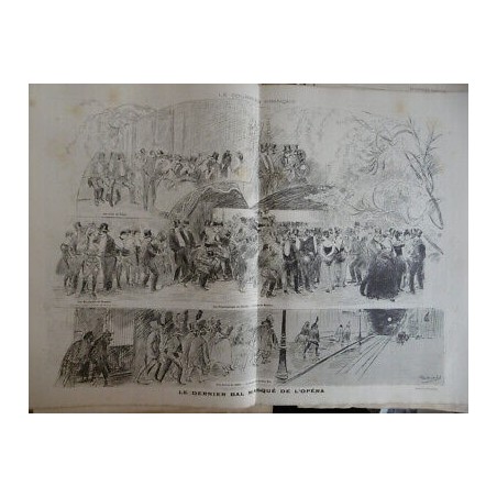 1889 DERNIER BAL MASQUE OPERA TRIPOTAGE PELOTAGE COULOIR DESSIN HEIDBRINCK