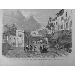 1868 ILE ISCHIA BAINS CASIMICCIOLA DESSIN M.A.BLASCHNICK