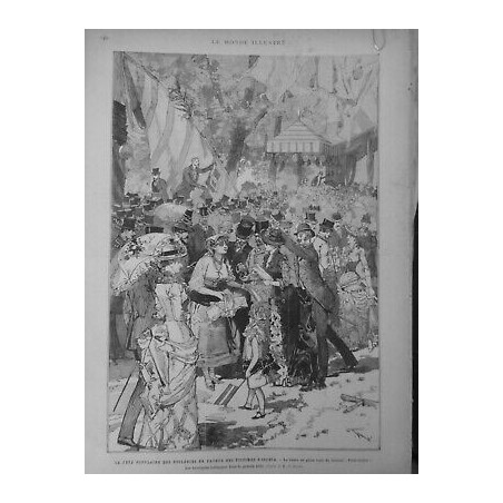 1883 ISCHIA FETE POPULAIRE TUILLERIES PROFIT VICTIMES DESSIN M.HANNEN