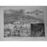 1881 ISCHIA TREMBLEMENT TERRE RUE CASAMICCIOLA VUE GENERALE ISLE DESSIN M.LEPERE