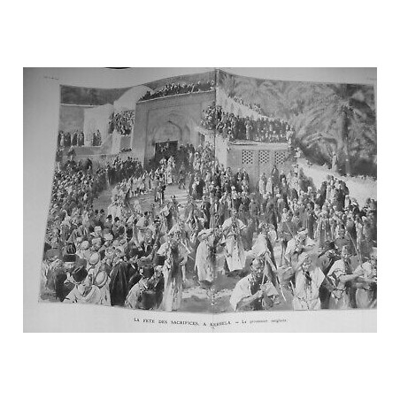 1909 I PERSE IRAN FETE SACRIFICES KERBELA PROCESSION SANGLANTE