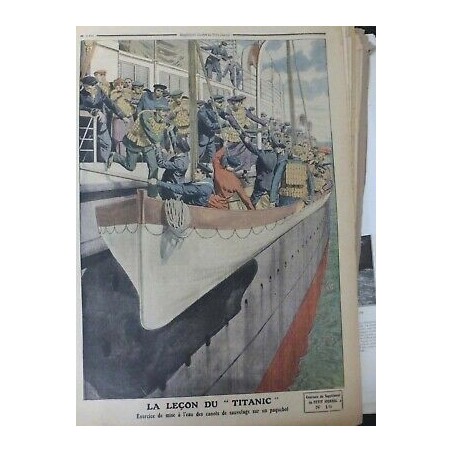 1912 EXERCISE MISE EAU CANOTS SAUVETAGE PAQUEBOT LECON TITANIC