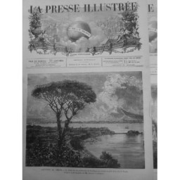 1872  VESUVE VOLCAN ERUPTION PAUSILIPPE NAPLES 3 JOURNAUX COMPLET ET PARFAIT