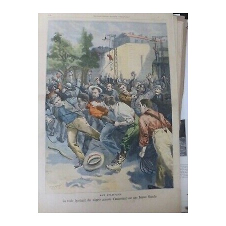 1901 ETATS UNIS FOULE LYNCHANT NOIRS ACCUSES ASSASSINAT FEMME BLANCHE