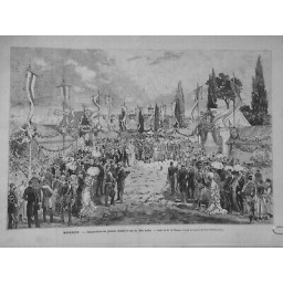 1881 MI SERBIE BELGRADE INAUGURATION PREMIER CHEMIN FER SERBE DESSIN M.HAENEN