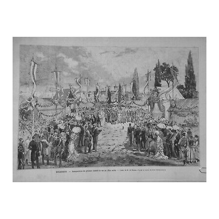 1881 MI SERBIE BELGRADE INAUGURATION PREMIER CHEMIN FER SERBE DESSIN M.HAENEN