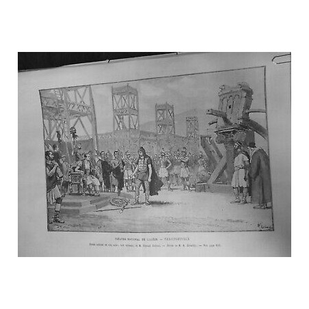 1893 UI THEATRE ODEON VERCINGETORIX TABLEAU EDMOND COTTINET DESSIN A GERARDIN