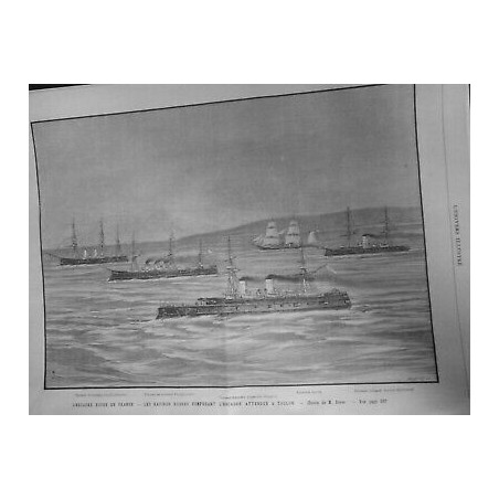 1893 UI ESCADRE NAVIRES RUSSES TOULON DESSIN M DOSSO