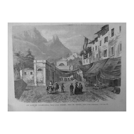 1868 ISCHIA BAINS CASAMICCIOLA NAPLES DESSIN M.A.BLASCHNICK