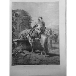 1866 UI JERUSALEM BEDOUIN ARME CHEVAL FONTAINE TABLEAU SCHREYER