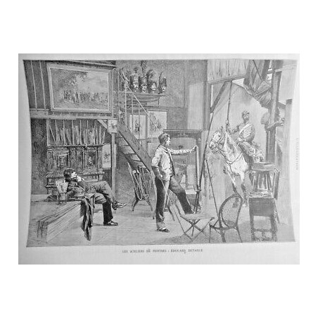 1886 I ATELIERS PEINTRES DETAILLE TABLEAUX ARTISTE CHEVAL