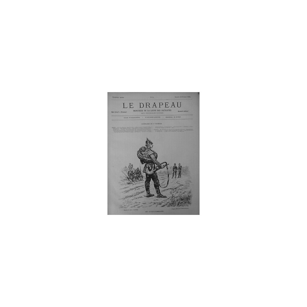 1884 CLAIRON TROMPETTE ALSACE LORAINE DESSIN JULES LAVEE