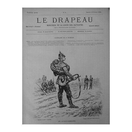 1884 CLAIRON TROMPETTE ALSACE LORAINE DESSIN JULES LAVEE