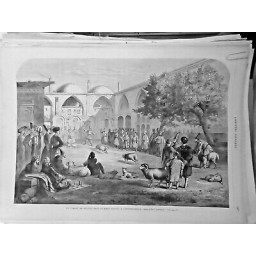 1866 UI COMBAT BELIERS KHAN PERSAN CONSTANTINOPLE DESSIN LALLEMAND