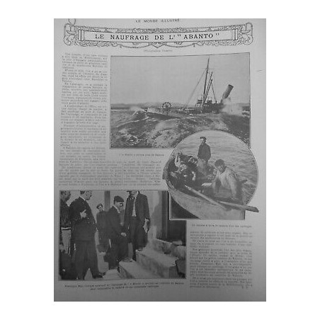 1911 BATEAU ABANTO TEMPETE NAUFRAGE VALENCE ESPAGNE