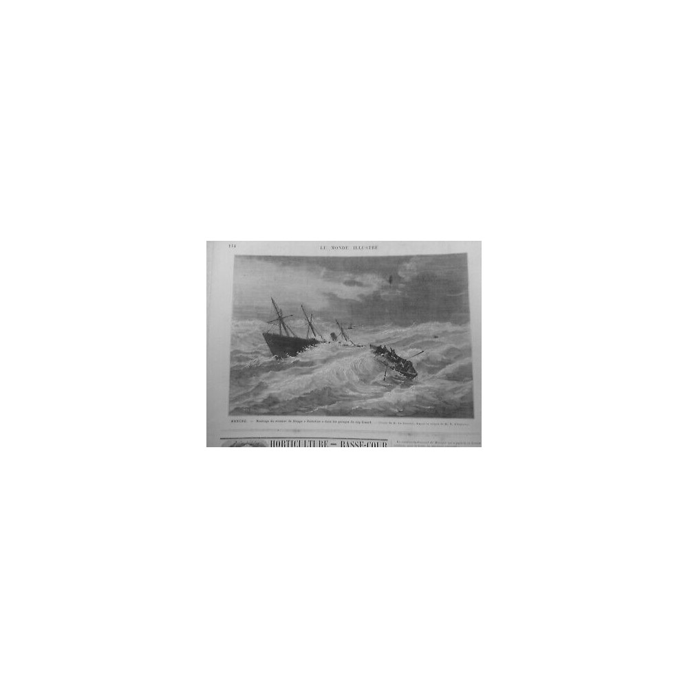 1880 BATEAU STEAMER VALENTINE DIEPPE NAUFRAGE CAP LIZARD MANCHE