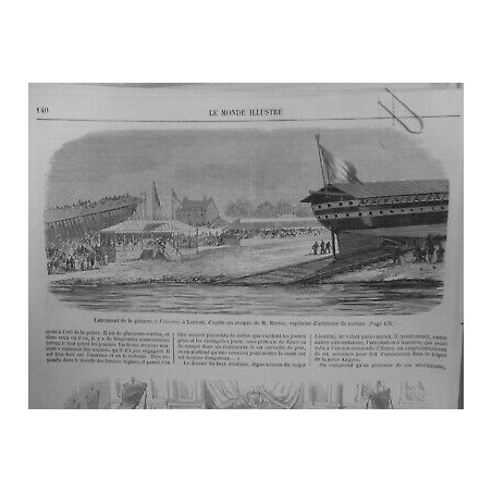 1858 BATEAU GABARRE LE CALVADOS LORIENT MERME CAPITAINE ARTILLERIE