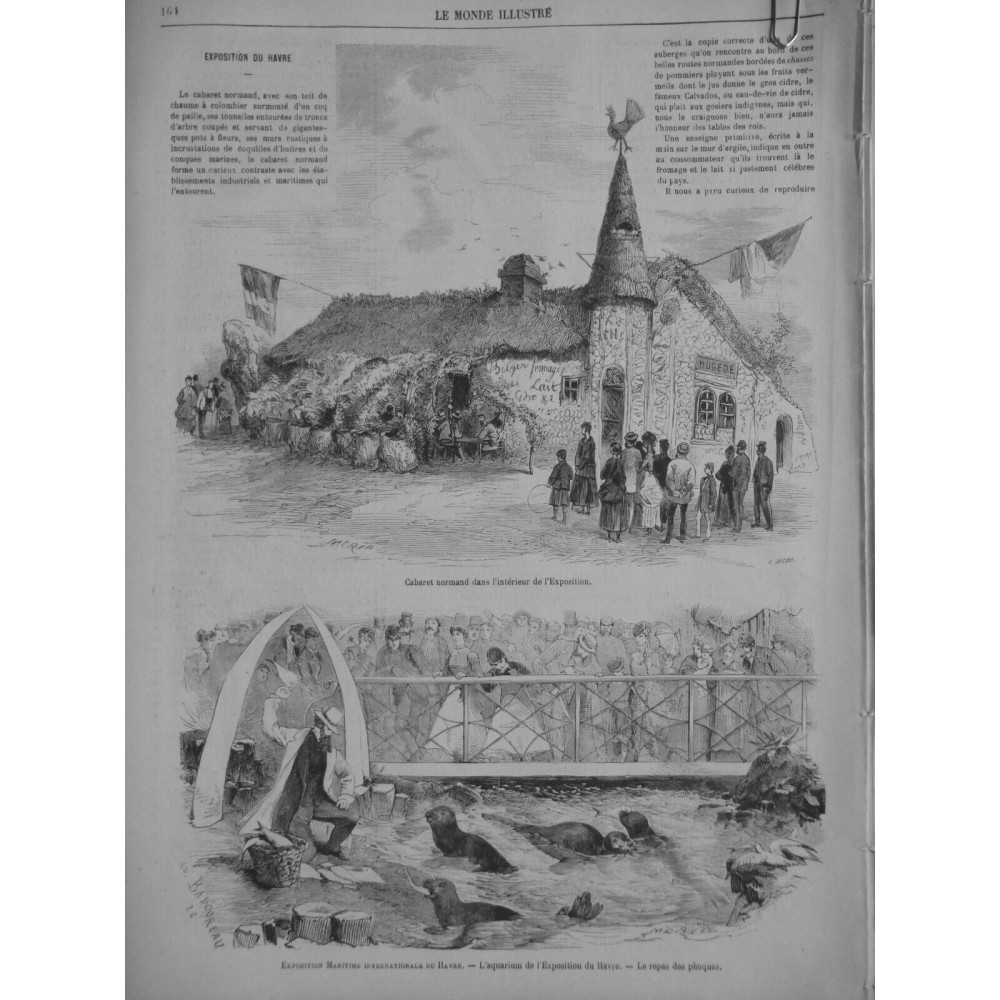 1868 MI EXPOSITION HAVRE AQUARIUM PHOQUES CABARET NORMAND